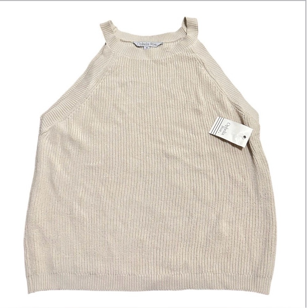 Woman’s Ophelia Roe Halter Tank Knit Shell Tan  Size 1X
